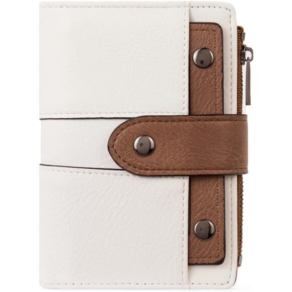 Small Wallet faux Leather Slim Beige Brown - Picture 1 of 6
